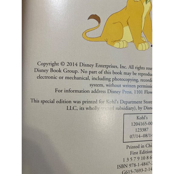 Disney The Lion King Book Special Edition Kohls Cares Ages 3 & Up - Picture 5 of 13